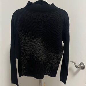 Sarah Pacini Black Textured Cowl Neck Sweater